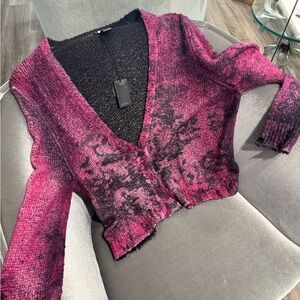 Avant Toi Pink and Black Crew Neck Sweater
